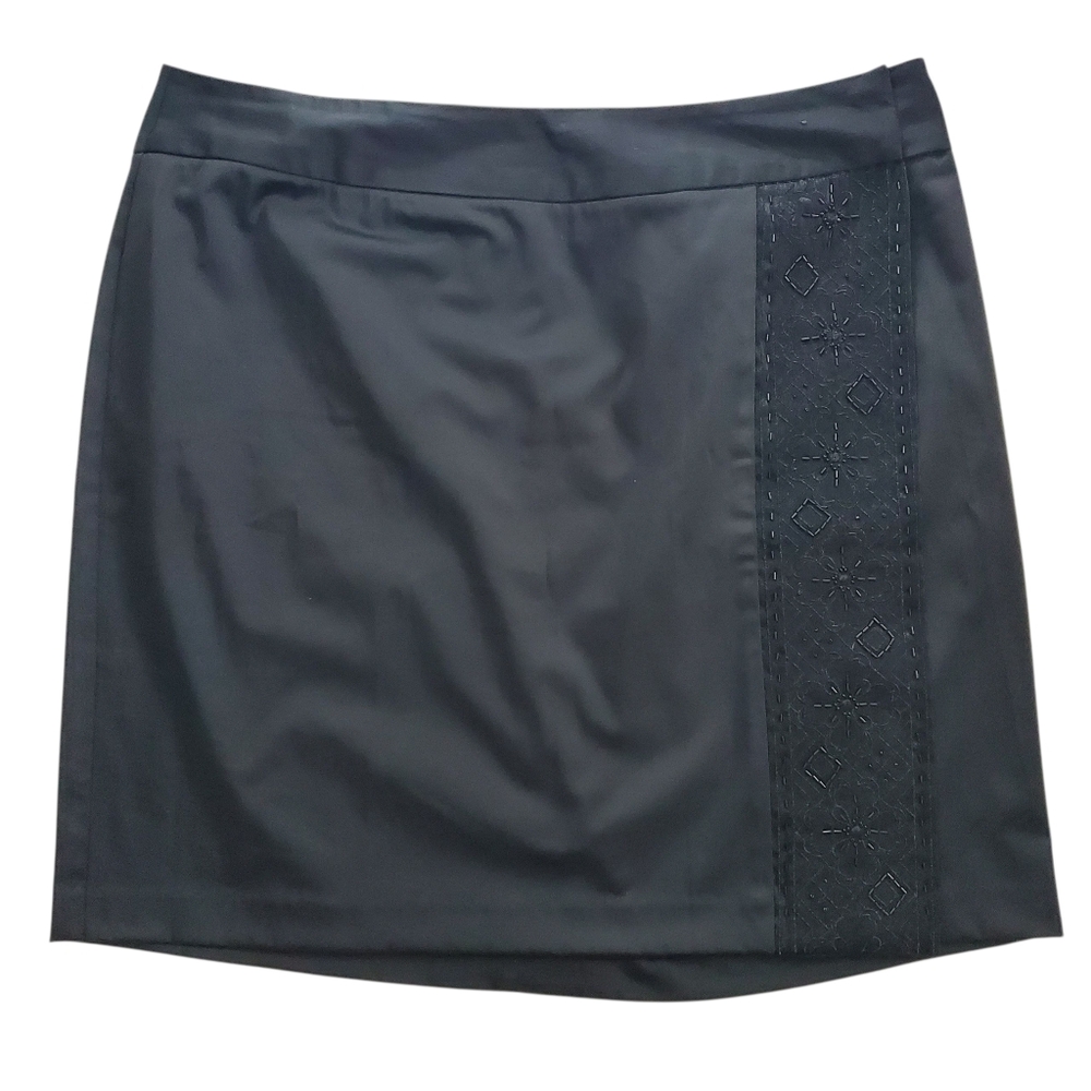 Venezia Jeans Black Glittery Stretch Wrap‎ Skirt Sz 18 Women's